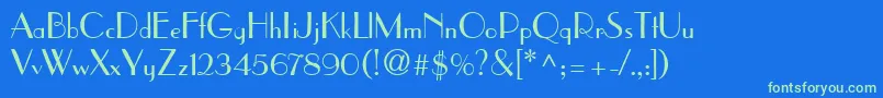 ParisianRegularDb-Schriftart – Grüne Schriften auf blauem Hintergrund