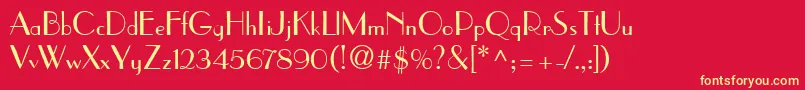 ParisianRegularDb-Schriftart – Gelbe Schriften auf rotem Hintergrund
