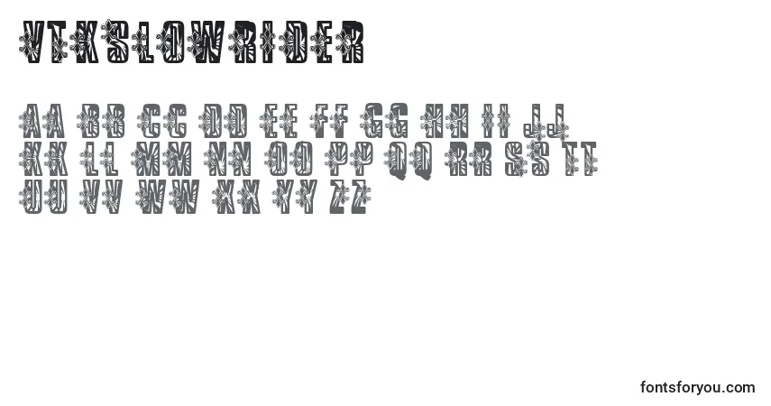 Schriftart VtksLowrider – Alphabet, Zahlen, spezielle Symbole