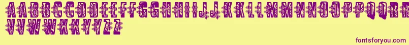 VtksLowrider Font – Purple Fonts on Yellow Background