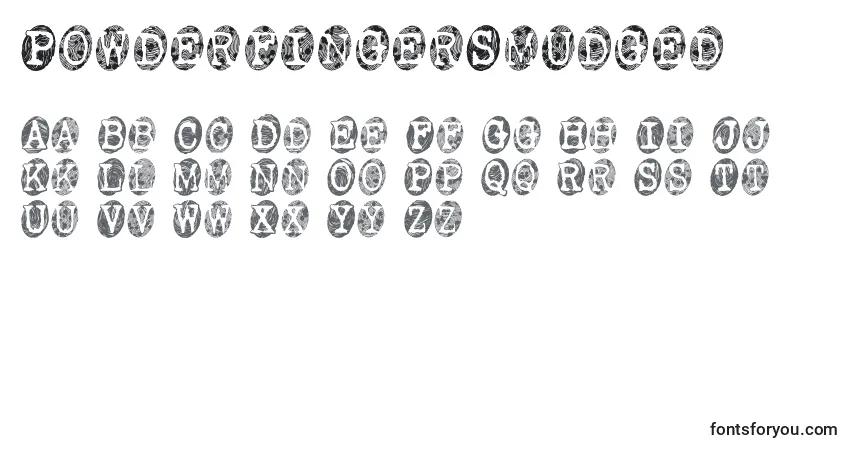 Czcionka PowderfingerSmudged – alfabet, cyfry, specjalne znaki