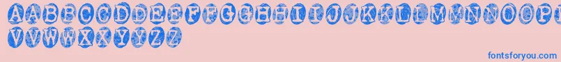 フォントPowderfingerSmudged – ピンクの背景に青い文字