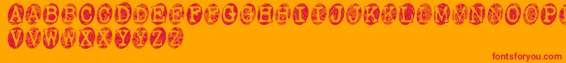 PowderfingerSmudged-Schriftart – Rote Schriften auf orangefarbenem Hintergrund