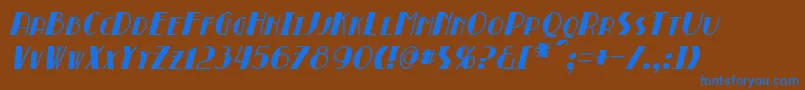 BroadmoorItalic-fontti – siniset fontit ruskealla taustalla