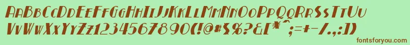 Fonte BroadmoorItalic – fontes marrons em um fundo verde