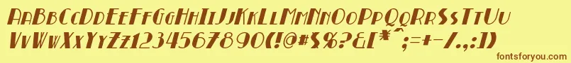 BroadmoorItalic-fontti – ruskeat fontit keltaisella taustalla