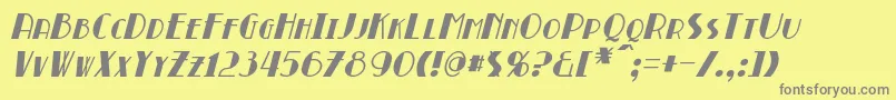 BroadmoorItalic-fontti – harmaat kirjasimet keltaisella taustalla