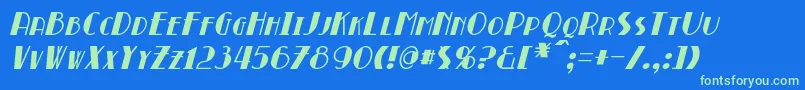 Fonte BroadmoorItalic – fontes verdes em um fundo azul