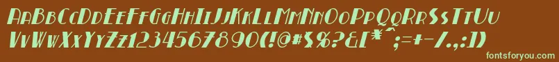 フォントBroadmoorItalic – 緑色の文字が茶色の背景にあります。