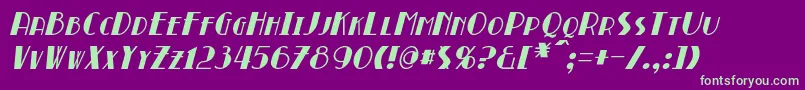 フォントBroadmoorItalic – 紫の背景に緑のフォント