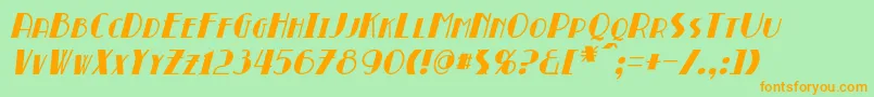 フォントBroadmoorItalic – オレンジの文字が緑の背景にあります。