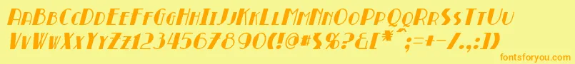 Police BroadmoorItalic – polices orange sur fond jaune