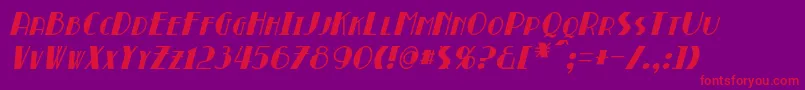 フォントBroadmoorItalic – 紫の背景に赤い文字