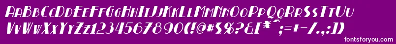 BroadmoorItalic-fontti – valkoiset fontit violetilla taustalla