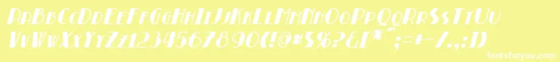 BroadmoorItalic-fontti – valkoiset fontit keltaisella taustalla