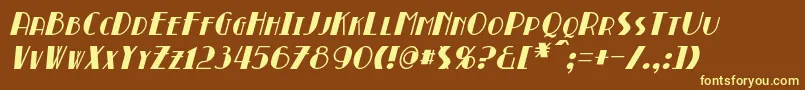 BroadmoorItalic-fontti – keltaiset fontit ruskealla taustalla