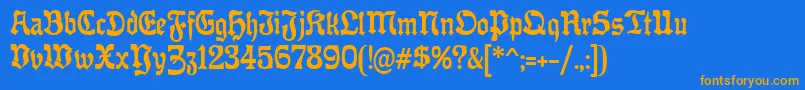 OffenbacherReformCat Font – Orange Fonts on Blue Background