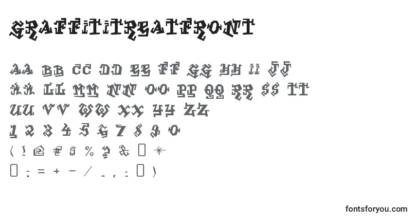 Czcionka GraffitiTreatFront – alfabet, cyfry, specjalne znaki