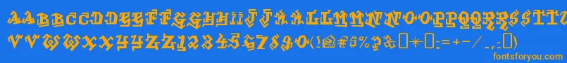 GraffitiTreatFront Font – Orange Fonts on Blue Background