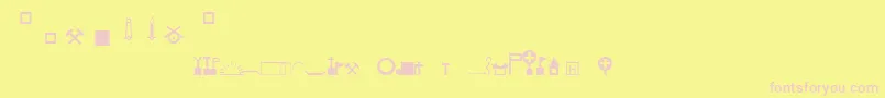 EsriNimaCityGraphicPt-fontti – vaaleanpunaiset fontit keltaisella taustalla