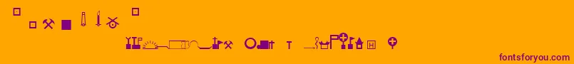 EsriNimaCityGraphicPt-Schriftart – Violette Schriften auf orangefarbenem Hintergrund