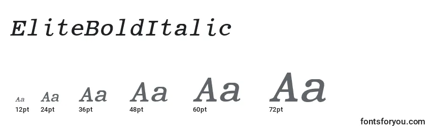 Размеры шрифта EliteBoldItalic