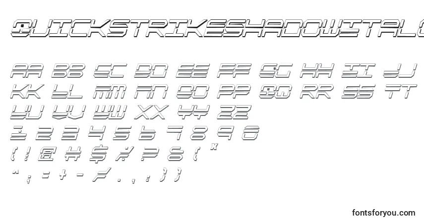 Шрифт QuickstrikeShadowItalcon – алфавит, цифры, специальные символы