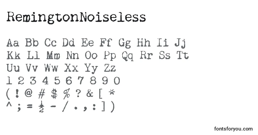 Czcionka RemingtonNoiseless – alfabet, cyfry, specjalne znaki