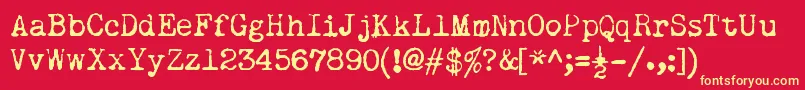 RemingtonNoiseless-fontti – keltaiset fontit punaisella taustalla