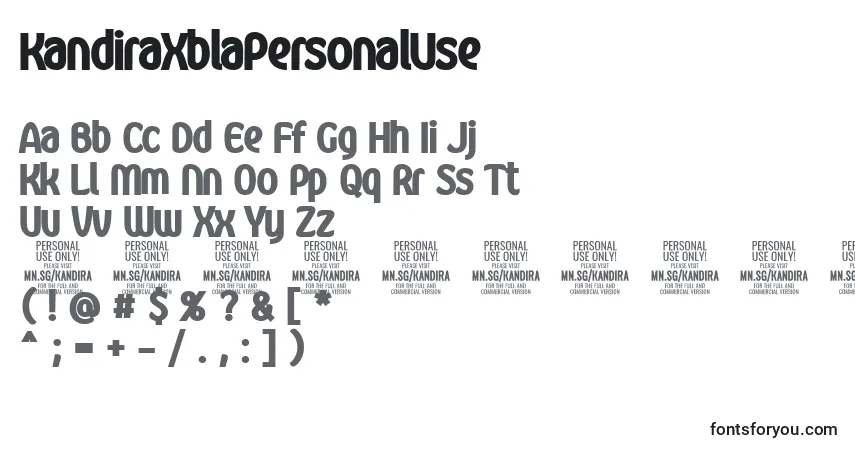 Schriftart KandiraXblaPersonalUse – Alphabet, Zahlen, spezielle Symbole