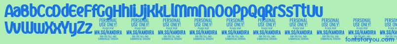 KandiraXblaPersonalUse Font – Blue Fonts on Green Background