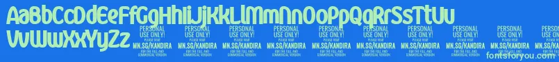 KandiraXblaPersonalUse Font – Green Fonts on Blue Background