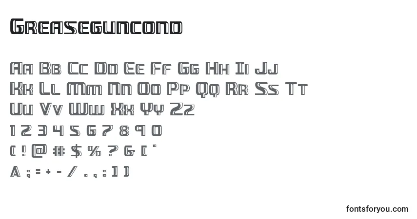 A fonte Greaseguncond – alfabeto, números, caracteres especiais