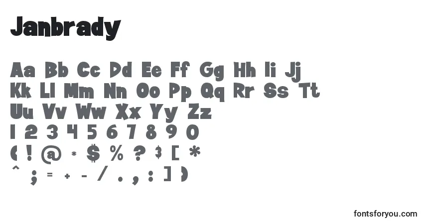 A fonte Janbrady – alfabeto, números, caracteres especiais