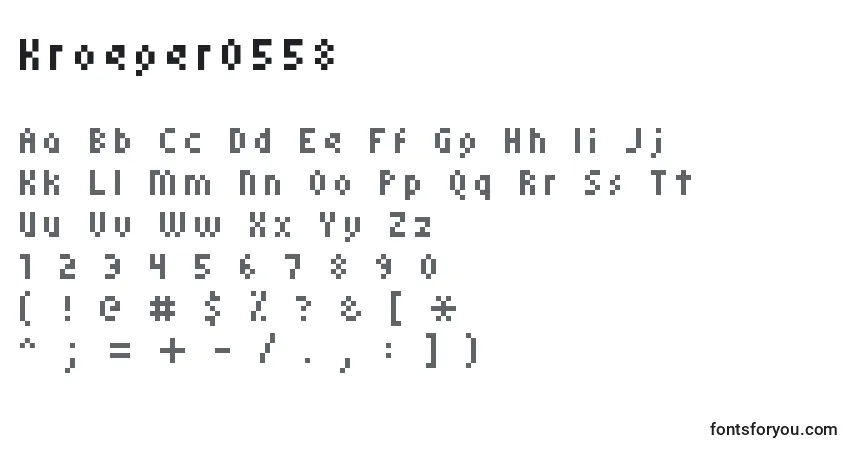 Czcionka Kroeger0558 – alfabet, cyfry, specjalne znaki