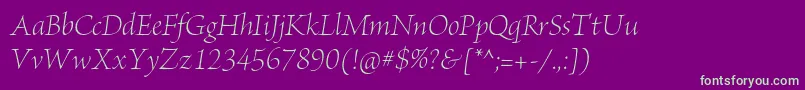 BriosoproLightitdisp Font – Green Fonts on Purple Background