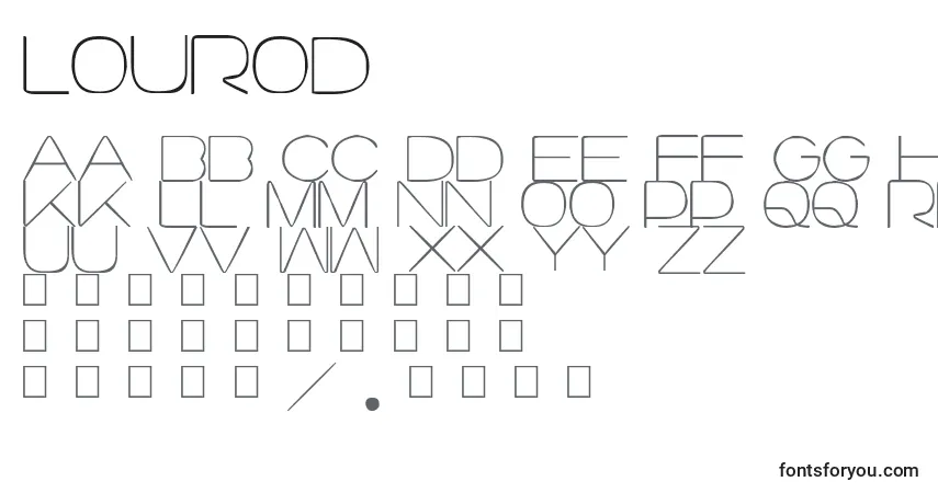 Schriftart Lourod – Alphabet, Zahlen, spezielle Symbole