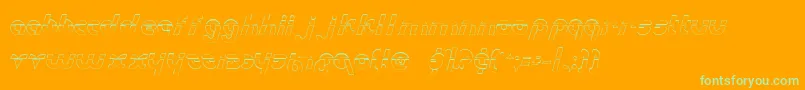 Fonte MetroplexOutlineLaser – fontes verdes em um fundo laranja
