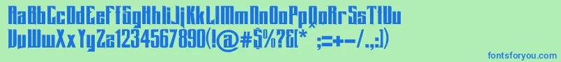フォントQueenssquare – 青い文字は緑の背景です。