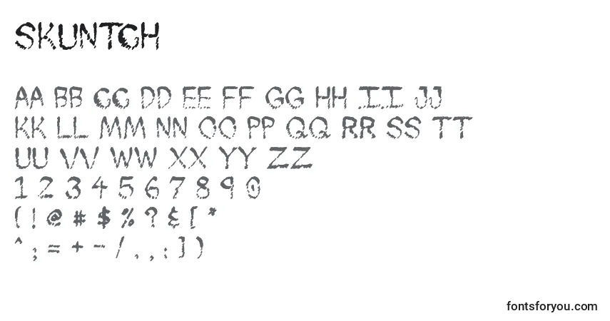 Schriftart Skuntch – Alphabet, Zahlen, spezielle Symbole