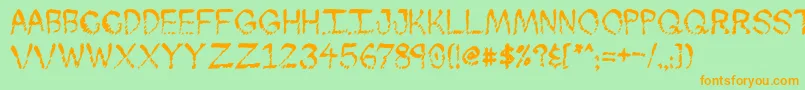Skuntch-Schriftart – Orangefarbene Schriften auf grünem Hintergrund