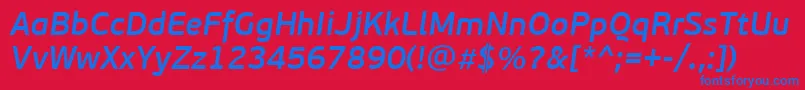 PfbeausansproSemibolditalic Font – Blue Fonts on Red Background