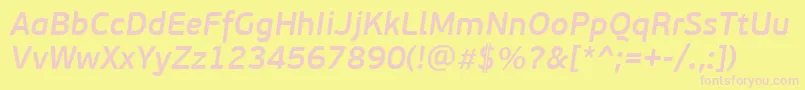 PfbeausansproSemibolditalic Font – Pink Fonts on Yellow Background