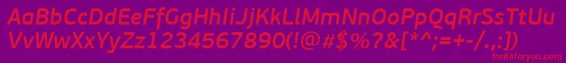 PfbeausansproSemibolditalic Font – Red Fonts on Purple Background