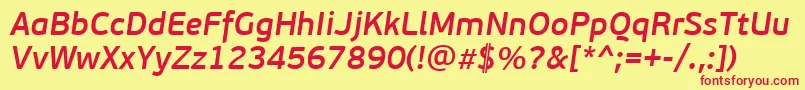 PfbeausansproSemibolditalic Font – Red Fonts on Yellow Background