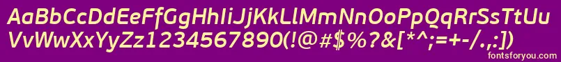 PfbeausansproSemibolditalic Font – Yellow Fonts on Purple Background