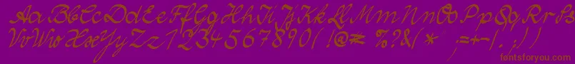 WolgastTwo-Schriftart – Braune Schriften auf violettem Hintergrund