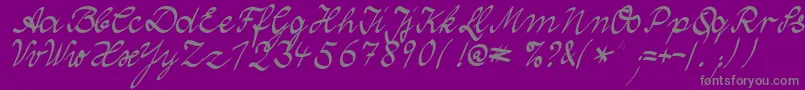 WolgastTwo-Schriftart – Graue Schriften auf violettem Hintergrund