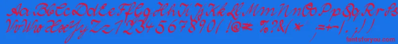 WolgastTwo-Schriftart – Rote Schriften auf blauem Hintergrund