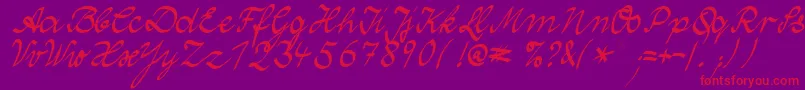 WolgastTwo-Schriftart – Rote Schriften auf violettem Hintergrund